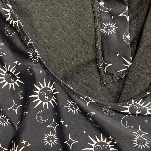 Cyn & Luca M Sun Moon Star Zip Front One-Piece Swimsuit Black Celestial‎ Print - Picture 9 of 12